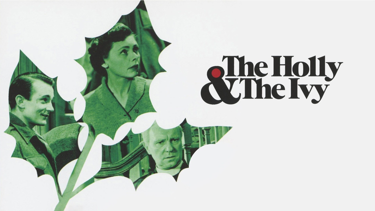 Key art for The Holly and the Ivy shows Ralph Richardson, Denholm Elliott, and Margaret Leighton.