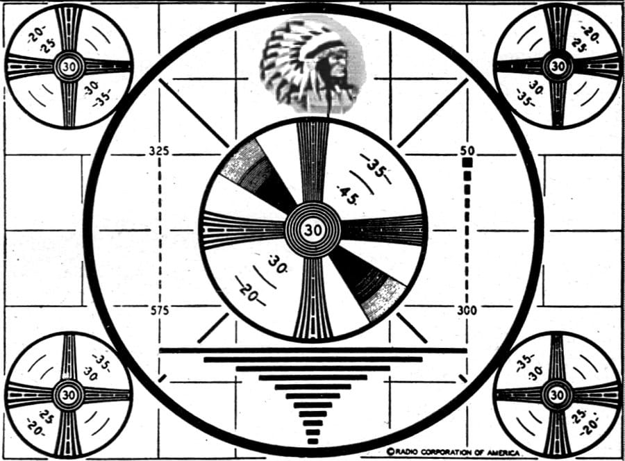 The test pattern broadcast stations used for most of the black-and-white era.